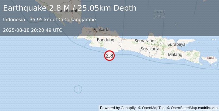 Earthquake Java, Indonesia (2.8 M) (2025-08-18 20:20:49 UTC)
