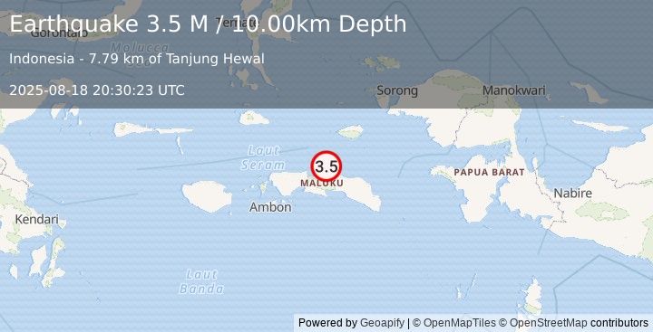 Earthquake Seram, Indonesia (3.5 M) (2025-08-18 20:30:23 UTC)