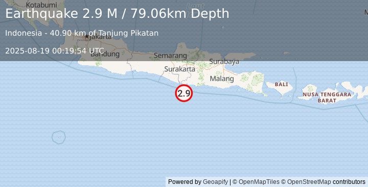 Earthquake Java, Indonesia (2.8 M) (2025-08-19 00:19:53 UTC)