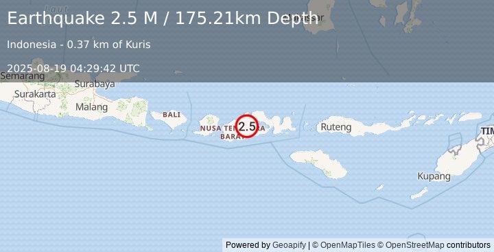 Earthquake Sumbawa Region, Indonesia (2.5 M) (2025-08-19 04:29:42 UTC)