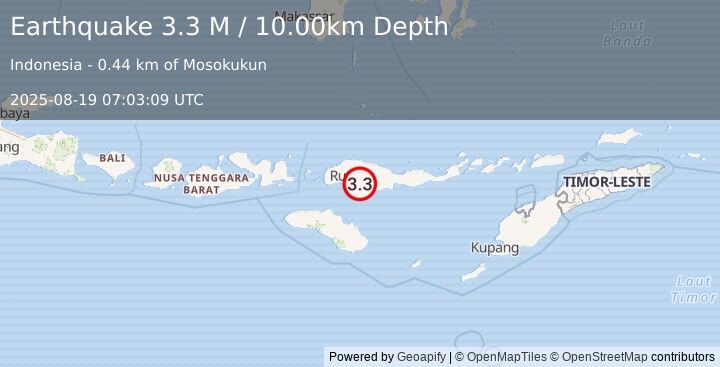 Earthquake Flores Region, Indonesia (3.3 M) (2025-08-19 07:03:09 UTC)