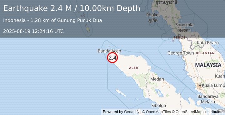 Earthquake Northern Sumatra, Indonesia (2.4 M) (2025-08-19 12:24:16 UTC)