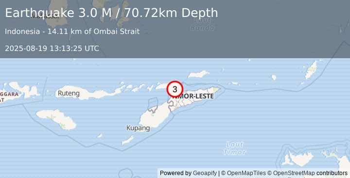 Earthquake Timor Region (3.0 M) (2025-08-19 13:13:25 UTC)