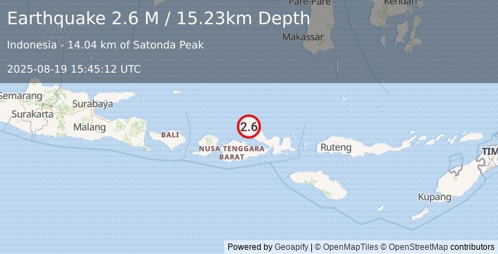 Earthquake Bali Sea (2.6 M) (2025-08-19 15:45:12 UTC)