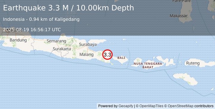 Earthquake Bali Sea (3.3 M) (2025-08-19 16:56:17 UTC)
