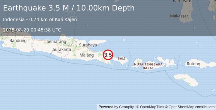 Earthquake Bali Sea (3.5 M) (2025-08-20 00:45:38 UTC)