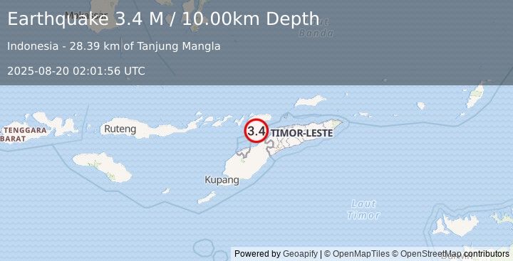 Earthquake Timor Region (3.4 M) (2025-08-20 02:01:56 UTC)