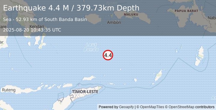 Earthquake Banda Sea (4.4 M) (2025-08-20 10:43:35 UTC)