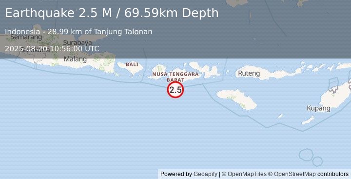 Earthquake Sumbawa Region, Indonesia (2.5 M) (2025-08-20 10:56:00 UTC)