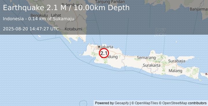 Earthquake Java, Indonesia (2.3 M) (2025-08-20 14:47:25 UTC)
