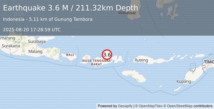 Earthquake Sumbawa Region, Indonesia (3.6 M) (2025-08-20 17:28:59 UTC)