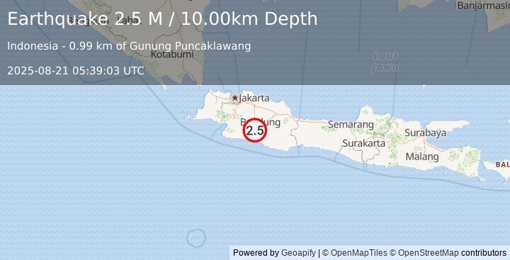 Earthquake Java, Indonesia (2.5 M) (2025-08-21 05:39:03 UTC)