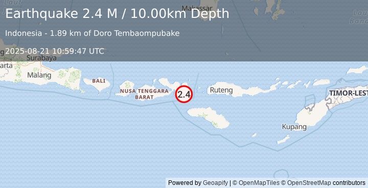 Earthquake Sumbawa Region, Indonesia (2.4 M) (2025-08-21 10:59:47 UTC)