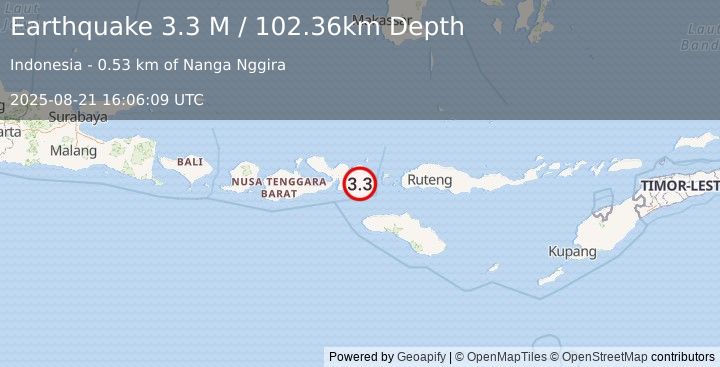 Earthquake Sumbawa Region, Indonesia (3.3 M) (2025-08-21 16:06:09 UTC)