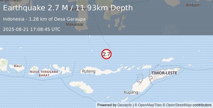 Earthquake Flores Sea (2.7 M) (2025-08-21 17:08:46 UTC)