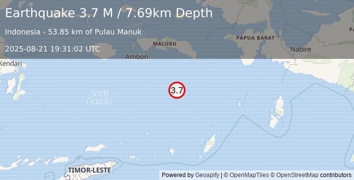 Earthquake Banda Sea (3.7 M) (2025-08-21 19:31:02 UTC)