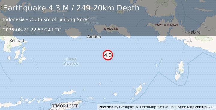 Earthquake Banda Sea (4.3 M) (2025-08-21 22:53:24 UTC)