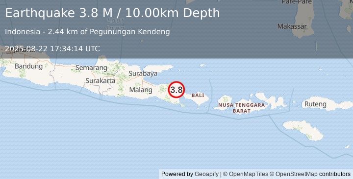 Earthquake Bali Sea (3.8 M) (2025-08-22 17:34:14 UTC)
