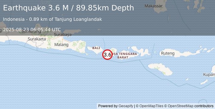 Earthquake Sumbawa Region, Indonesia (3.6 M) (2025-08-23 06:05:44 UTC)