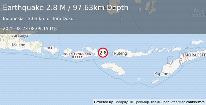 Earthquake Flores Region, Indonesia (2.8 M) (2025-08-23 08:09:15 UTC)