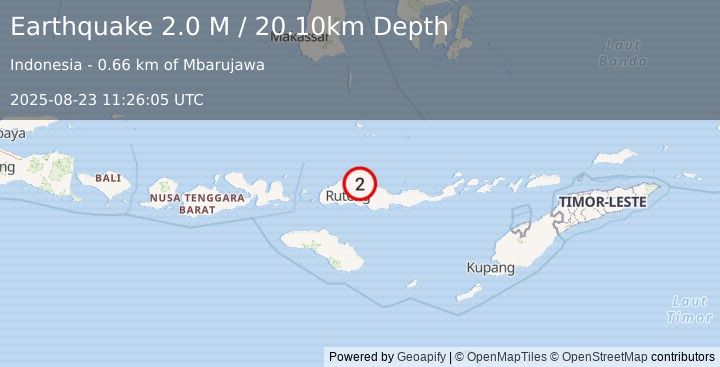 Earthquake Flores Region, Indonesia (2.0 M) (2025-08-23 11:26:05 UTC)