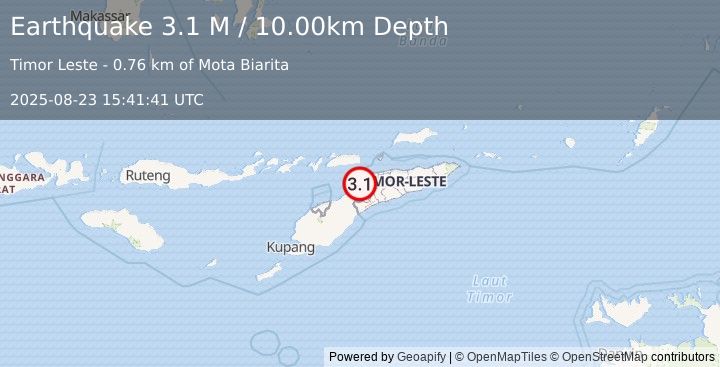 Earthquake Timor Region (3.1 M) (2025-08-23 15:41:41 UTC)