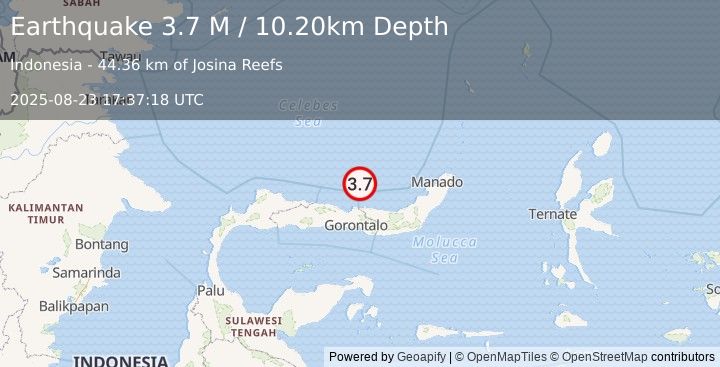 Earthquake Minahassa Peninsula, Sulawesi (3.7 M) (2025-08-23 17:37:18 UTC)