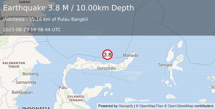 Earthquake Minahassa Peninsula, Sulawesi (3.8 M) (2025-08-23 18:08:44 UTC)