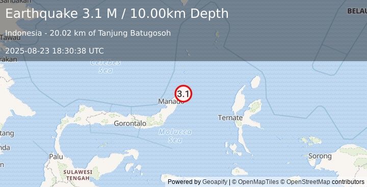 Earthquake Northern Molucca Sea (3.1 M) (2025-08-23 18:30:38 UTC)