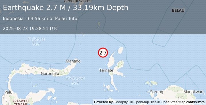 Earthquake Northern Molucca Sea (2.7 M) (2025-08-23 19:28:51 UTC)