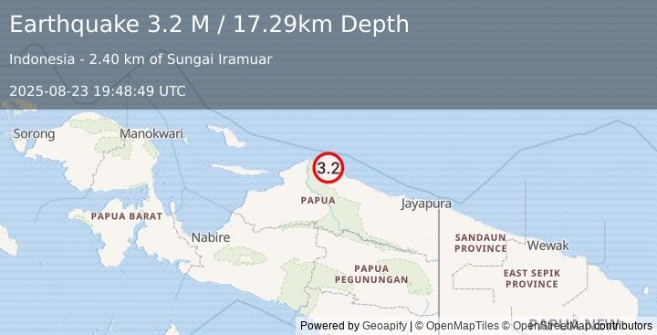 Earthquake Near North Coast of West Papua (3.2 M) (2025-08-23 19:48:49 UTC)