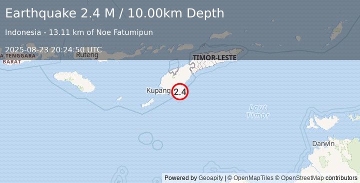 Earthquake Timor Region (2.4 M) (2025-08-23 20:24:50 UTC)
