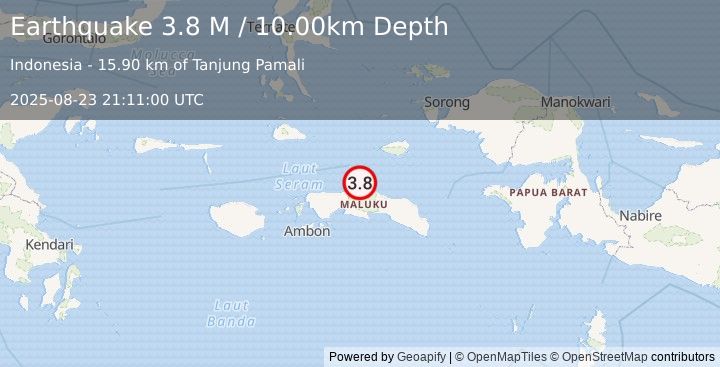 Earthquake Seram, Indonesia (3.8 M) (2025-08-23 21:11:00 UTC)