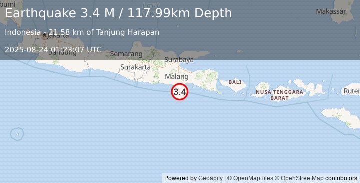 Earthquake Java, Indonesia (3.4 M) (2025-08-24 01:23:07 UTC)