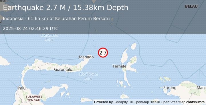 Earthquake Northern Molucca Sea (2.7 M) (2025-08-24 02:46:29 UTC)