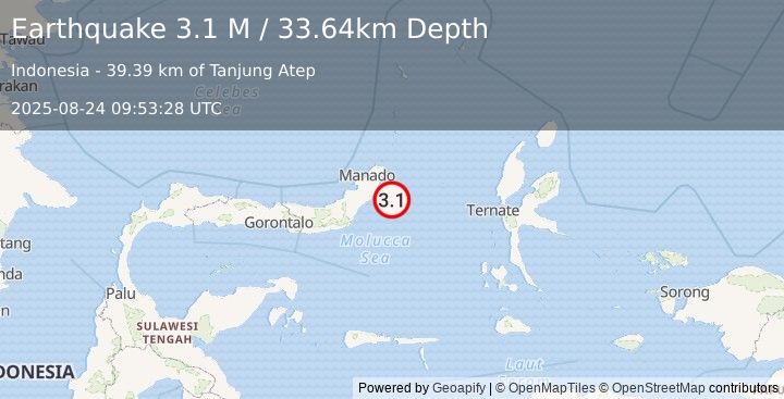 Earthquake Northern Molucca Sea (3.1 M) (2025-08-24 09:53:28 UTC)