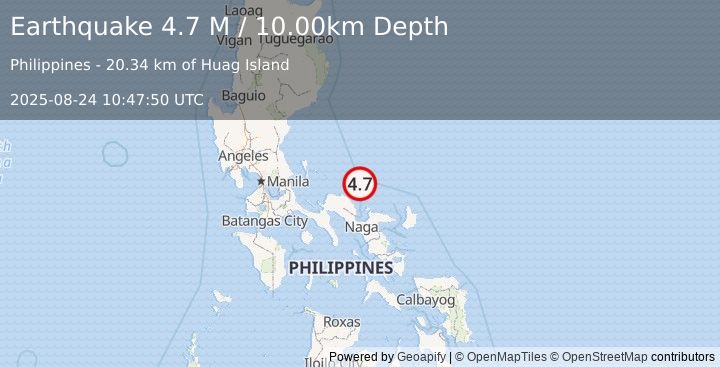 Earthquake Luzon, Philippines (4.7 M) (2025-08-24 10:47:50 UTC)
