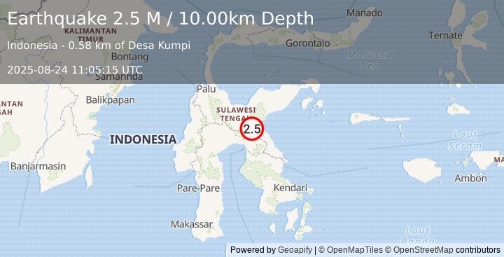 Earthquake Sulawesi, Indonesia (2.5 M) (2025-08-24 11:05:15 UTC)