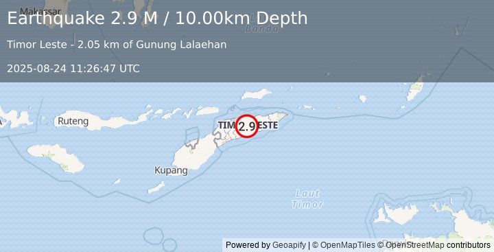 Earthquake Timor Region (2.9 M) (2025-08-24 11:26:47 UTC)
