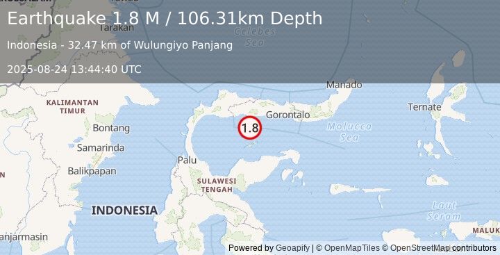 Earthquake Minahassa Peninsula, Sulawesi (1.8 M) (2025-08-24 13:44:40 UTC)