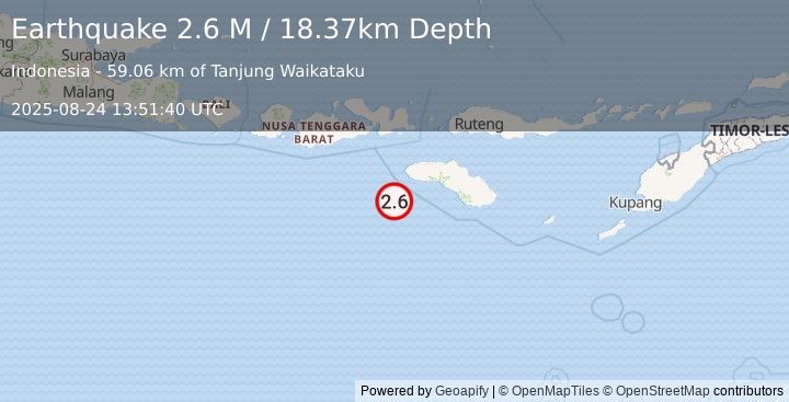 Earthquake South of Sumbawa, Indonesia (2.6 M) (2025-08-24 13:51:40 UTC)
