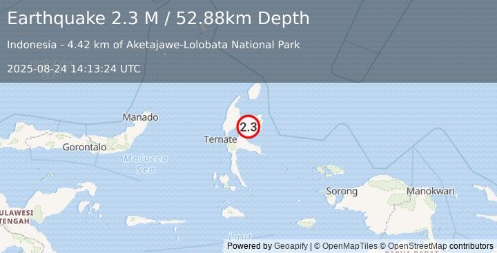 Earthquake Halmahera, Indonesia (2.3 M) (2025-08-24 14:13:24 UTC)