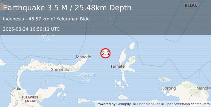 Earthquake Northern Molucca Sea (3.5 M) (2025-08-24 16:59:11 UTC)