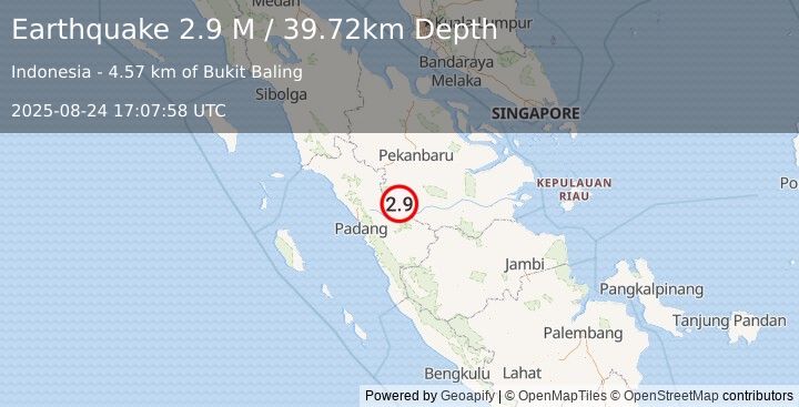 Earthquake Southern Sumatra, Indonesia (2.9 M) (2025-08-24 17:07:58 UTC)