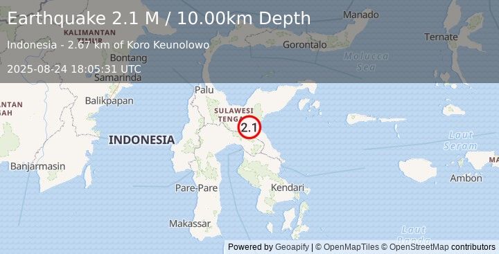 Earthquake Sulawesi, Indonesia (2.1 M) (2025-08-24 18:05:31 UTC)