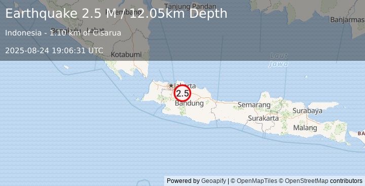 Earthquake Java, Indonesia (2.5 M) (2025-08-24 19:06:31 UTC)