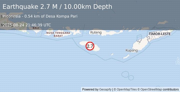 Earthquake Sumba Region, Indonesia (2.7 M) (2025-08-24 21:46:39 UTC)