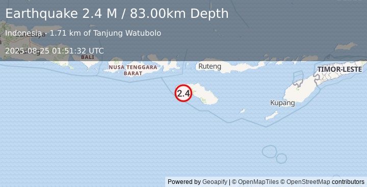 Earthquake Sumba Region, Indonesia (2.4 M) (2025-08-25 01:51:32 UTC)