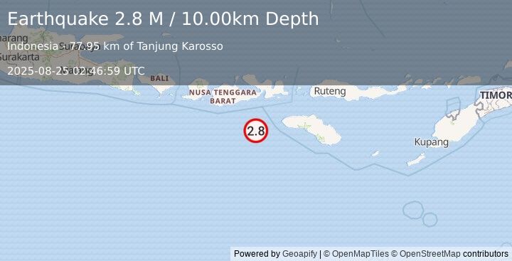 Earthquake Sumbawa Region, Indonesia (2.8 M) (2025-08-25 02:46:59 UTC)