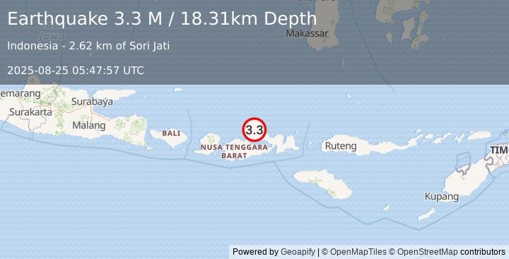 Earthquake Sumbawa Region, Indonesia (3.3 M) (2025-08-25 05:47:57 UTC)